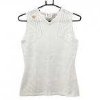 [ прекрасный товар ] Descente Golf вязаный лучший белый Logo Gold часть ... плетеный средний рисовое поле Британия . женский M Golf одежда DESCENTE