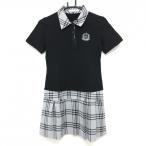  Kiss on The зеленый короткий рукав Polo One-piece чёрный × серый воротник * юбка в клетку женский Golf одежда kiss on the green