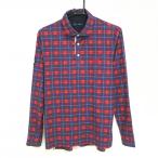 [ прекрасный товар ]23 район Golf рубашка-поло с длинным рукавом темно-синий × красный проверка мельчайший ворсистый мужской L Golf одежда 23 район 