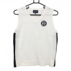 [ прекрасный товар ] Pearly Gates вязаный лучший белый × темно-синий V шея нашивка женский 1(M) Golf одежда PEARLY GATES