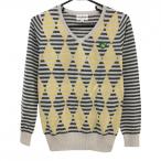 [ очень красивый товар ] Jack ba колено свитер свет бежевый × темно-серый окантовка передний . примерно diamond рисунок женский 2(L) Golf одежда Jack Bunny