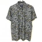 【超美品】パーリーゲイツ 半袖ポロシャツ 黒×白×ベージュ系 ロゴ総柄 地模様 メンズ 5(L) ゴルフウェア 2024年モデル PEARLY GATES
