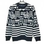 【新品】パーリーゲイツ セーター 黒×白 総柄 ニット メンズ 4(M) ゴルフウェア PEARLY GATES