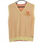  Puma вязаный лучший свет orange × желтый V шея . изначальный нашивка мужской Golf одежда PUMA