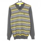 [ очень красивый товар ]la il and Scott свитер серый × желтый передний . примерно окантовка шерсть .V шея мужской SMALL Golf одежда LYLE&SCOTT