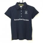  Samantha Thavasa UNDER25 рубашка-поло с коротким рукавом темно-синий воротник обратная сторона серебристый жевательная резинка проверка Bear .... женский M Golf одежда Samantha Thavasa
