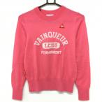 [ очень красивый товар ] Le Coq Golf свитер розовый × белый передний Британия знак шерсть 100% вязаный женский M Golf одежда le coq sportif