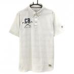  резчик and задний рубашка-поло с коротким рукавом белый × темно-синий земля узор кнопка down мужской L Golf одежда CUTTER&BUCK