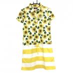 [ прекрасный товар ] голубой авария короткий рукав Polo One-piece желтый × зеленый подсолнух общий рисунок окантовка женский M Golf одежда BLUE CRUSH