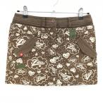  filler Golf юбка Brown × свет бежевый Logo общий рисунок Heart карман чай оборудован возможно женский M Golf одежда FILA GOLF