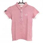 [ прекрасный товар ] Samantha Thavasa UNDER25 рубашка-поло с коротким рукавом розовый × белый задняя сторона принт Bear нашивка женский M Golf одежда Samantha Thavasa