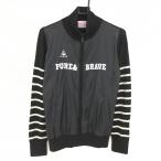 [ прекрасный товар ] Le Coq Golf переключатель вязаный жакет чёрный × белый рукав окантовка рисунок . изначальный Logo шерсть . женский M Golf одежда le coq sportif