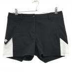  Descente Golf шорты чёрный × белый боковой Logo средний рисовое поле Британия . женский L Golf одежда DESCENTE