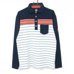  foot Joy рубашка-поло с длинным рукавом темно-синий × белый окантовка рисунок . карман мужской L Golf одежда FootJoy