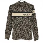 【新品】パーリーゲイツ 長袖ハイネックシャツ ライトブラウン×黒 レオパード ヒョウ柄 レディース 1(M) ゴルフウェア PEARLY GATES