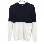 m-ta морской свитер темно-синий × белый задняя сторона Logo хлопок 100% вязаный мужской 4(S) Golf одежда muta