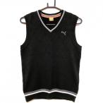  Puma вязаный лучший чёрный × белый diamond рисунок плетеный шерсть .V шея женский M Golf одежда PUMA
