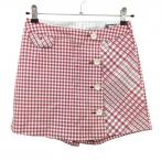 zo-i юбка-брюки юбка белый × розовый серия серебристый жевательная резинка проверка кнопка стрейч женский 36(S) Golf одежда ZOY