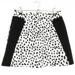 [ прекрасный товар ] Anne sanes стрейч юбка белый × чёрный далматинец рисунок обратная сторона мельчайший ворсистый талия резина женский M Golf одежда ANSUNESS