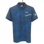  Oacley рубашка-поло с коротким рукавом темно-синий × синий общий рисунок Skull .... чай оборудован возможно кнопка down мужской M Golf одежда Oakley