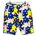 [ очень красивый товар ] клетка - Allex шорты голубой × розовый × желтый цветочный принт мужской L Golf одежда kiss on the green