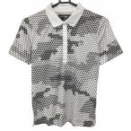 ショッピングハイドロゲン ハイドロゲン 半袖ポロシャツ 白×黒 総柄 スカルプリント  レディース MEDIUM ゴルフウェア HYDROGEN