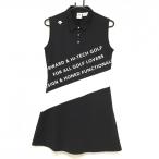 [ очень красивый товар ] Descente Golf безрукавка One-piece чёрный × белый кнопка-застежка средний рисовое поле Британия . женский L Golf одежда DESCENTE