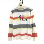 [ очень красивый товар ] filler Golf ta-toru шея свитер белый × orange окантовка украшен блестками шерсть . женский LL Golf одежда FILA GOLF