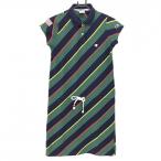  Champion короткий рукав Polo One-piece зеленый × темно-синий наклонный полоса Logo .... рукав нашивка женский MEDIUM Golf одежда Champion