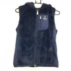 [ очень красивый товар ] Callaway мех лучший темно-синий вмятина выпуклость цветочный принт боковой переключатель с капюшоном подкладка есть боа женский L Golf одежда Callaway