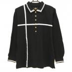 [ очень красивый товар ] барен The Poe спорт рубашка-поло с длинным рукавом чёрный × белый Logo линия женский 40 Golf одежда VALENZA PO