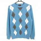 [ прекрасный товар ] Mizuno свитер голубой × белый × серый передняя сторона a-ga il T-ZOID вязаный акрил . мужской M Golf одежда MIZUNO