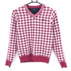  Callaway свитер красный × белый тысяч птица ..V шея подкладка есть вязаный женский S Golf одежда Callaway