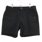 【超美品】パーリーゲイツ ショートパンツ 黒 無地 ロゴピンク レディース 2(L) ゴルフウェア 2023年モデル PEARLY GATES