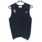  Pearly Gates вязаный лучший темно-синий V шея хлопок 100% женский 1(M) Golf одежда PEARLY GATES