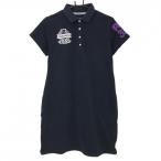  Pearly Gates короткий рукав Polo One-piece темный темно-синий × лиловый 30 годовщина женский 2(L) Golf одежда PEARLY GATES