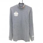  Pearly Gates длинный рукав с высоким воротником рубашка . серый Logo белый мужской 5(L) Golf одежда PEARLY GATES