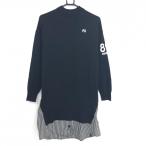 [ очень красивый товар ] Pearly Gates с высоким воротником One-piece темно-синий × белый верхняя часть вязаный кромка полоса женский 1(M) Golf одежда PEARLY GATES