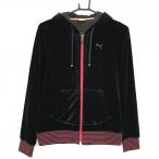 [ прекрасный товар ] Puma Zip Parker чёрный × розовый велюр style ребра окантовка женский M Golf одежда PUMA
