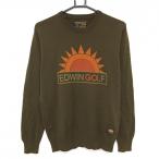  Edwin свитер Brown × orange хлопок . вязаный мужской MEDIUM(M) Golf одежда EDWIN GOLF
