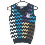 [ прекрасный товар ] filler Golf вязаный лучший чёрный × лиловый × голубой V шея gi The gi The рисунок женский M Golf одежда FILA GOLF