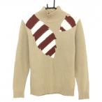  Callaway свитер бежевый × красный часть окантовка стразы вязаный шерсть . женский L Golf одежда Callaway
