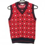 [ очень красивый товар ] Marie Claire sport вязаный лучший красный × темно-синий точка рисунок V шея женский M Golf одежда marie claire