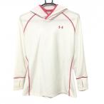[ очень красивый товар ] Under Armor с капюшоном футболка с длинным рукавом белый × розовый стежок обратная сторона мельчайший ворсистый женский LG Golf одежда UNDER ARMOUR