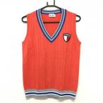 [ прекрасный товар ] Adidas вязаный лучший красный orange × голубой кабель плетеный V шея Logo нашивка женский OT/XG(XL) Golf одежда adidas