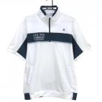 [ прекрасный товар ] Le Coq Golf короткий рукав блузон белый × темно-синий половина Zip Logo .... мужской LL Golf одежда le coq sportif