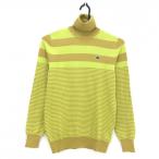  Pearly Gates ta-toru шея свитер оттенок желтого × светло-коричневый окантовка женский 0(S) Golf одежда PEARLY GATES