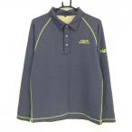 [ очень красивый товар ] Honma рубашка-поло с длинным рукавом . темно-синий × желтый кнопка-застежка внутри сторона окантовка мужской L Golf одежда HONMA