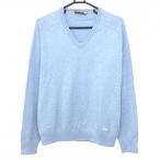 [ прекрасный товар ]chu-s свитер . голубой хлопок .V шея вязаный мужской 46/XS Golf одежда KJUS