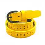 [ очень красивый товар ] Munsingwear одежда ремень желтый × темно-синий перфорирование дыра женский Golf одежда Munsingwear